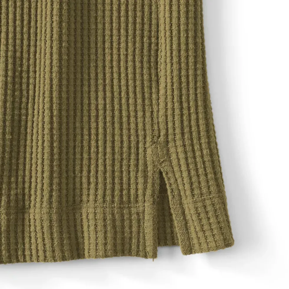 Women's Long Sleeve Waffle Shawl Collar Henley