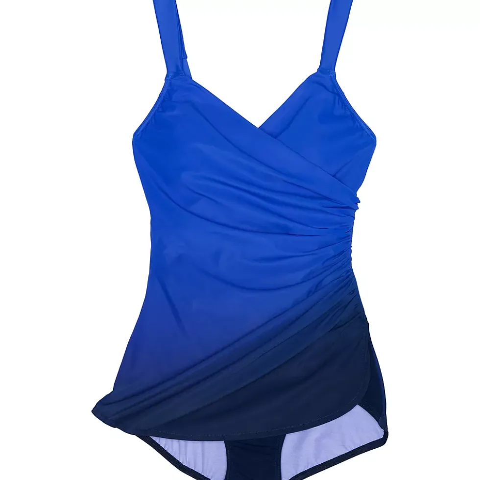Women's Long SlenderSuit Tummy Control Chlorine Resistant Skirted One Piece Swimsuit