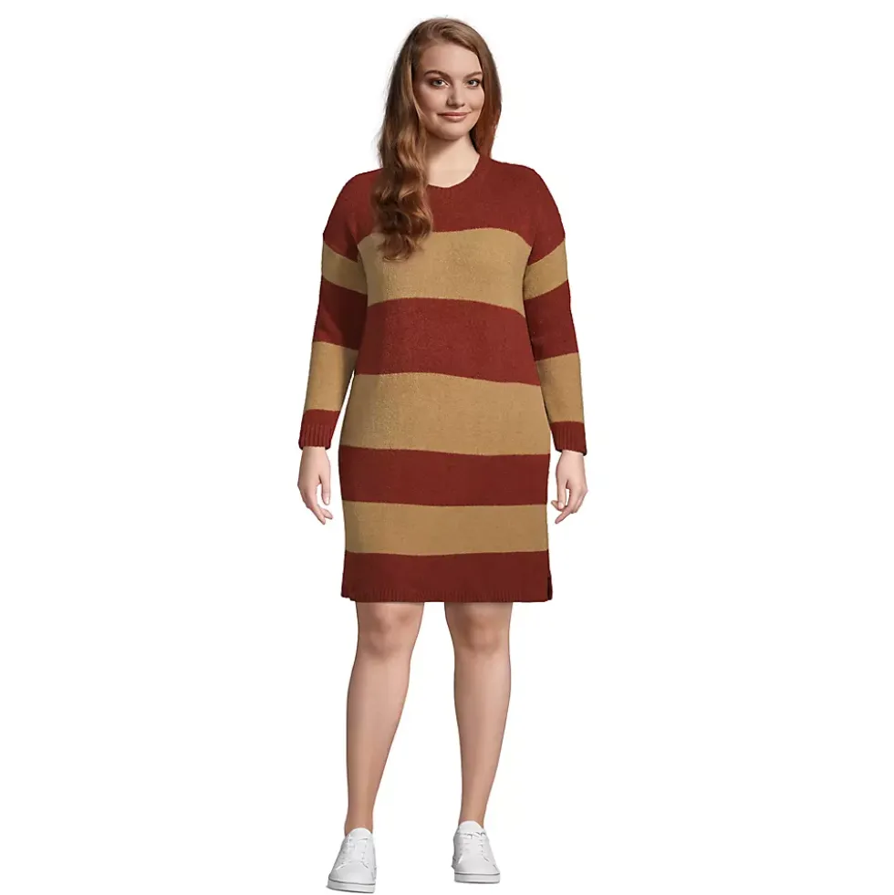 Women's Lounge Crew Neck Slounge Dress - Stripe