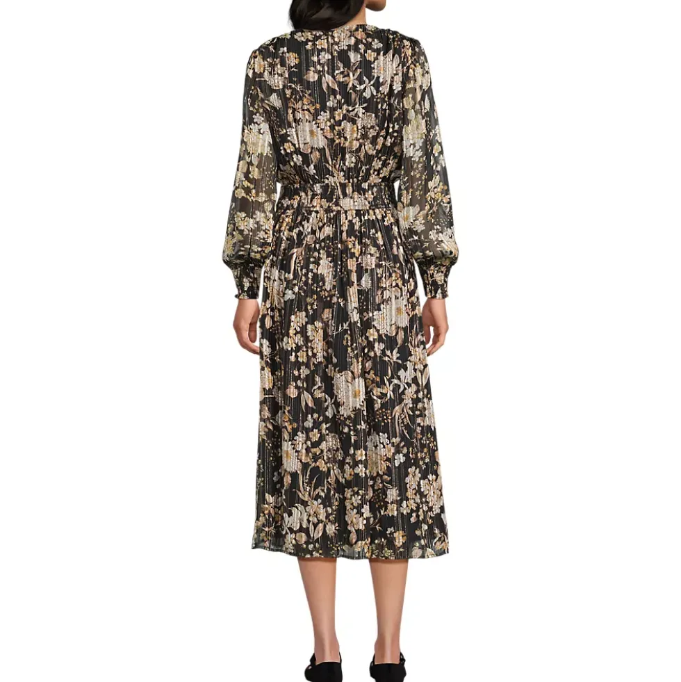 Women's Lurex Shadow Stripe Midi Dress
