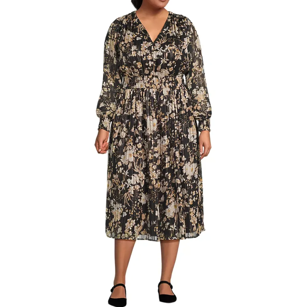Women's Lurex Shadow Stripe Midi Dress