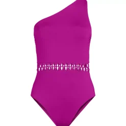 Women's Macrame One Shoulder High Leg One Piece Swimsuit
