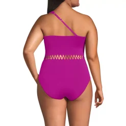 Women's Macrame One Shoulder High Leg One Piece Swimsuit