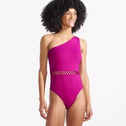 Women's Macrame One Shoulder High Leg One Piece Swimsuit