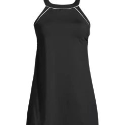 Women's Mastectomy Chlorine Resistant High Neck Swim Dress One Piece Swimsuit