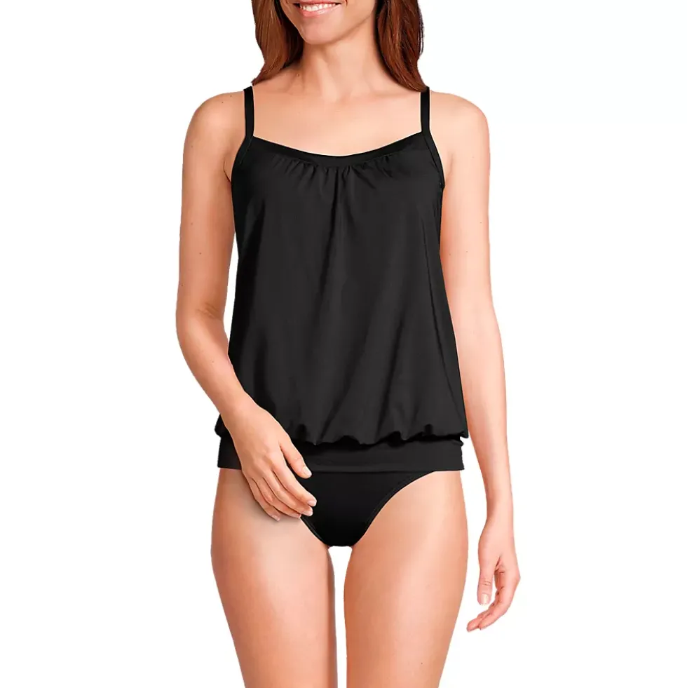 Women's Mastectomy Chlorine Resistant Blouson Tankini Swimsuit Top