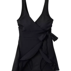 Women's Mastectomy Long Side Tie Mini Swim Dress Swimsuit