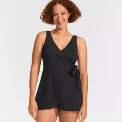 Women's Mastectomy Long Side Tie Mini Swim Dress Swimsuit