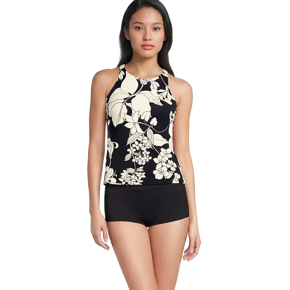 Women's Mastectomy Tugless High Neck Strappy Back Tankini Top 22.5"