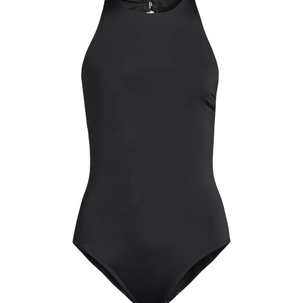 Women's Mastectomy Tugless High Neck Portrait Back One Piece Swimsuit