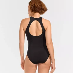 Women's Mastectomy Tugless High Neck Portrait Back One Piece Swimsuit