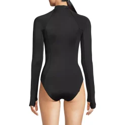 Women's Mastectomy Tugless Long Sleeve Rash Guard One Piece Swimsuit