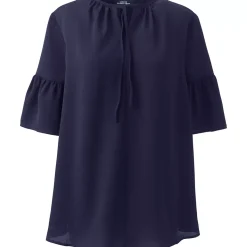 Women's Maternity Short Sleeve Tie Neck Crepe Blouse