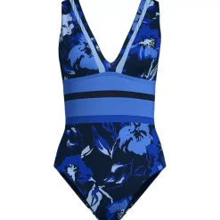 Women's Mesh Plunge High Leg One Piece Swimsuit