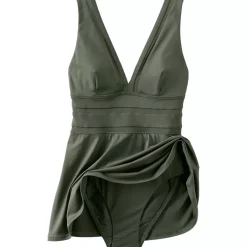 Women's Mesh V-neck Mini Swim Dress Swimsuit