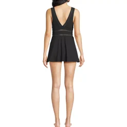 Women's Mesh V-neck Mini Swim Dress Swimsuit