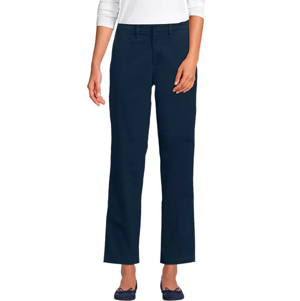Women's Mid Rise Classic Straight Leg Chino Ankle Pants