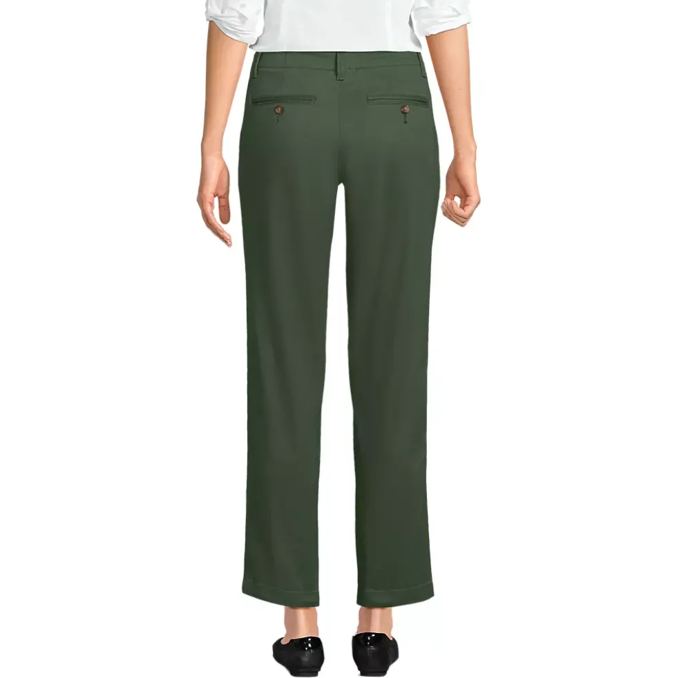 Women's Mid Rise Classic Straight Leg Chino Ankle Pants