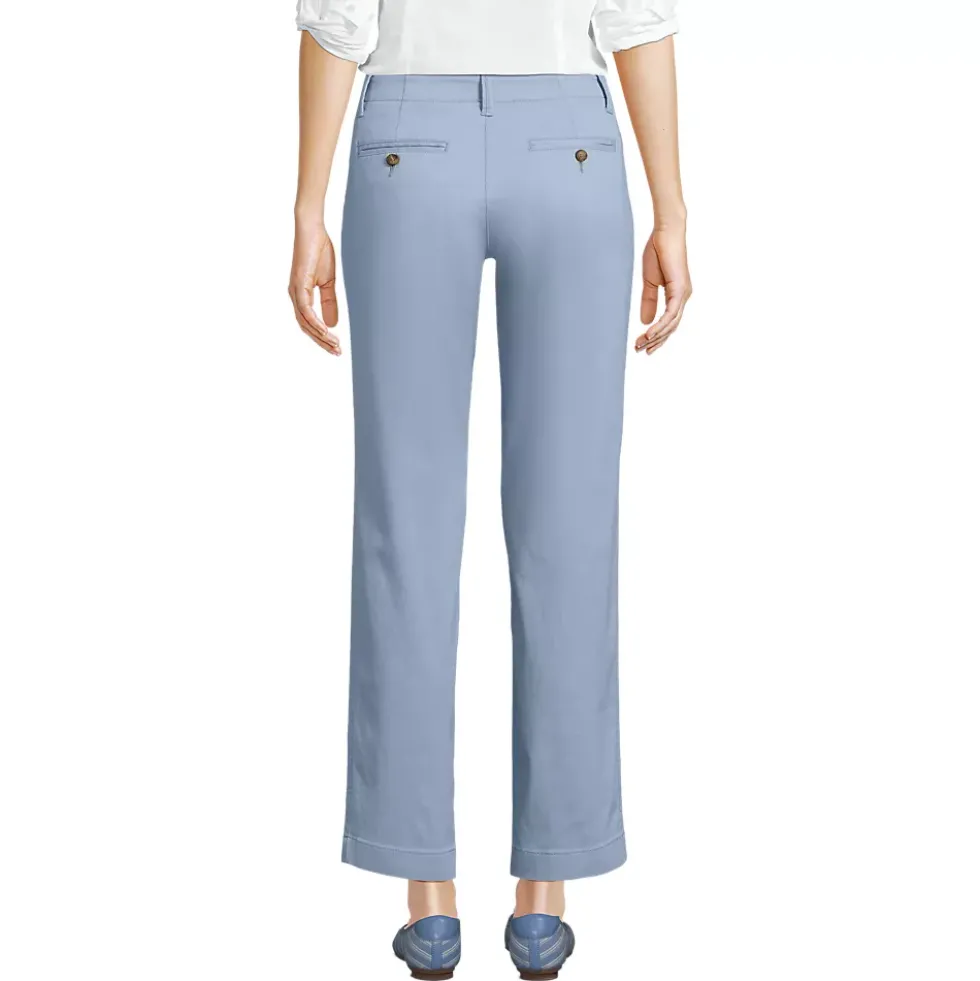 Women's Mid Rise Classic Straight Leg Chino Ankle Pants