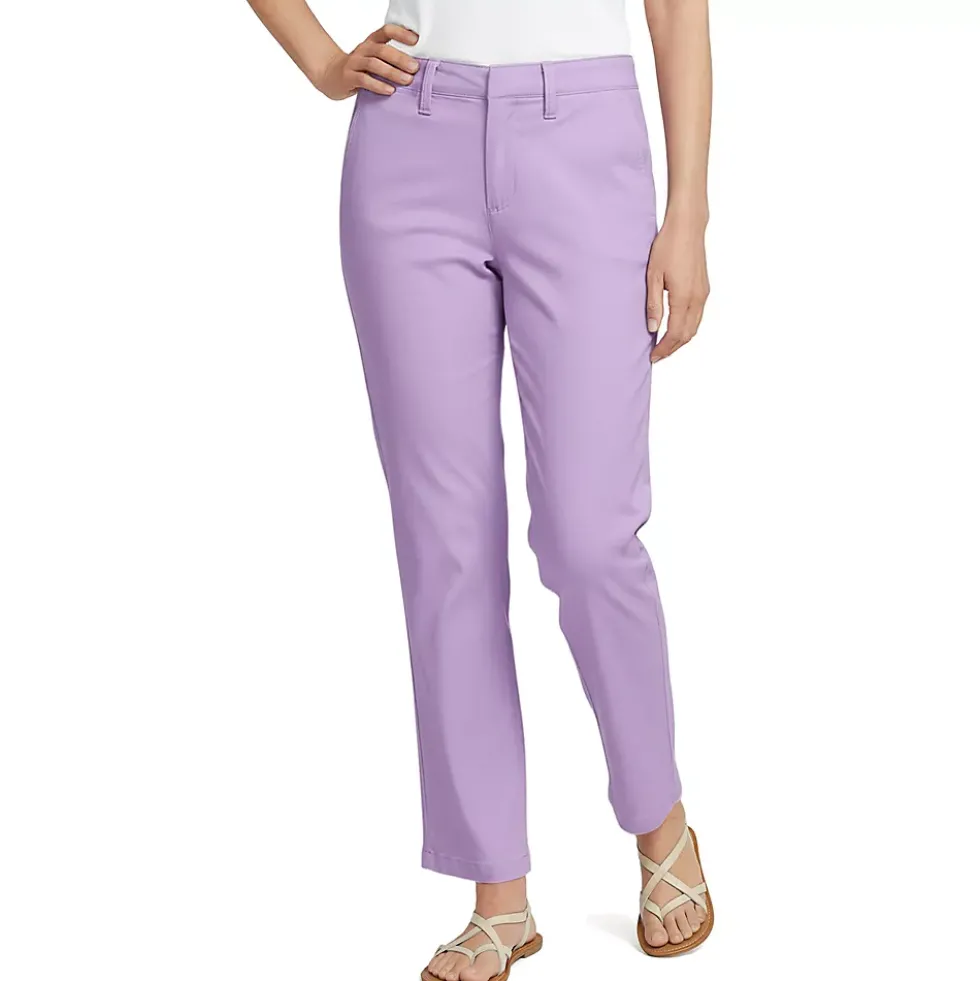 Women's Mid Rise Classic Straight Leg Chino Ankle Pants