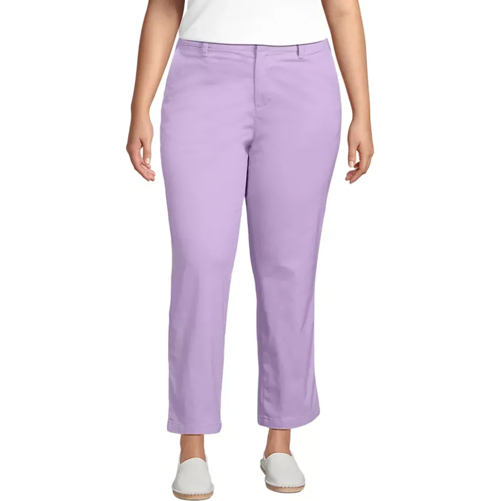 Women's Mid Rise Classic Straight Leg Chino Ankle Pants