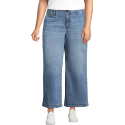 Women's Mid Rise Denim Wide Leg Ankle Jeans