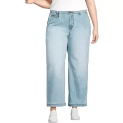 Women's Mid Rise Denim Wide Leg Ankle Jeans