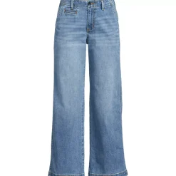Women's Mid Rise Denim Wide Leg Ankle Jeans