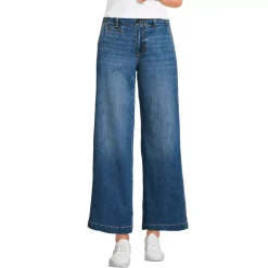 Women's Mid Rise Denim Wide Leg Ankle Jeans