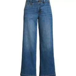 Women's Mid Rise Denim Wide Leg Ankle Jeans