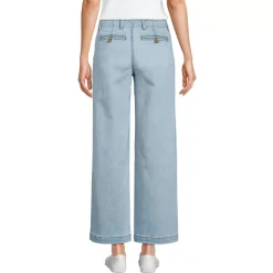 Women's Mid Rise Denim Wide Leg Ankle Jeans