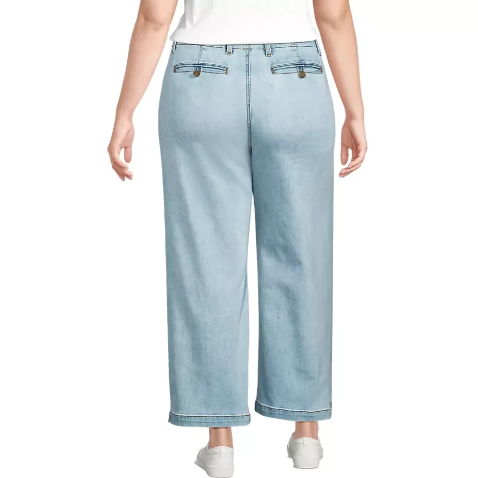 Women's Mid Rise Denim Wide Leg Ankle Jeans