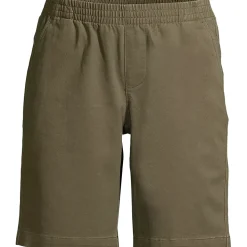 Women's Mid Rise Elastic Waist Pull On 10" Chino Bermuda Shorts