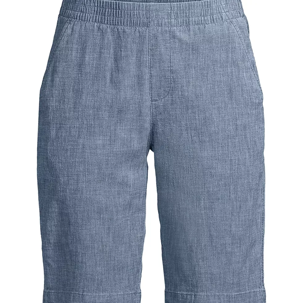 Women's Mid Rise Elastic Waist Pull On 12" Chino Bermuda Shorts