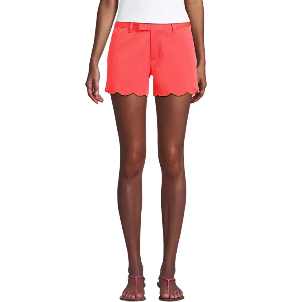 Women's Mid Rise Scallop Hem 5" Chino Shorts