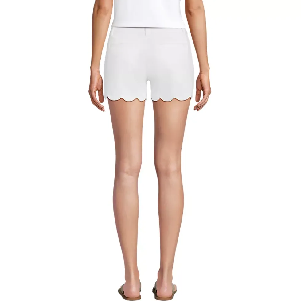 Women's Mid Rise Scallop Hem 5" Chino Shorts