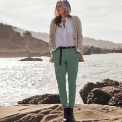 Women's Mid Rise Slim Cargo Chino Pants