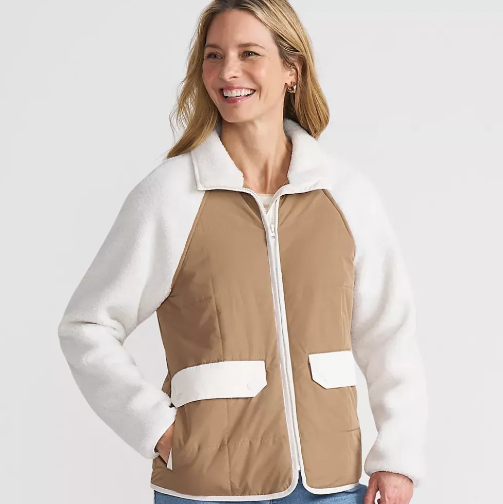 Women's Mixed Media Sherpa Fleece Jacket