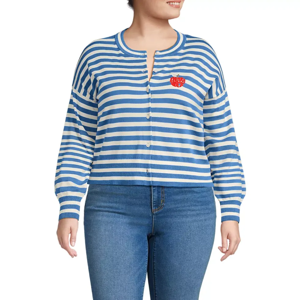 Women's Modern Length Fine Gauge Crew Neck Cardigan Sweater