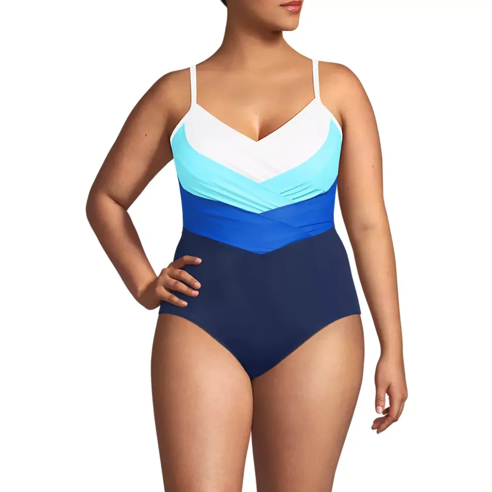 Women's New SlenderSuit Pleated Low Leg One Piece Swimsuit