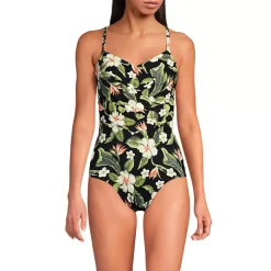Women's New SlenderSuit Pleated Low Leg One Piece Swimsuit