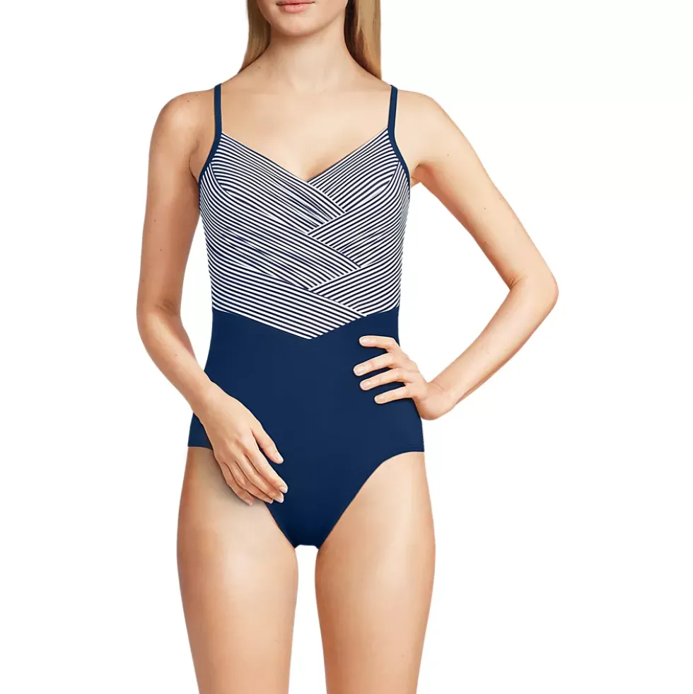 Women's New SlenderSuit Pleated Low Leg One Piece Swimsuit