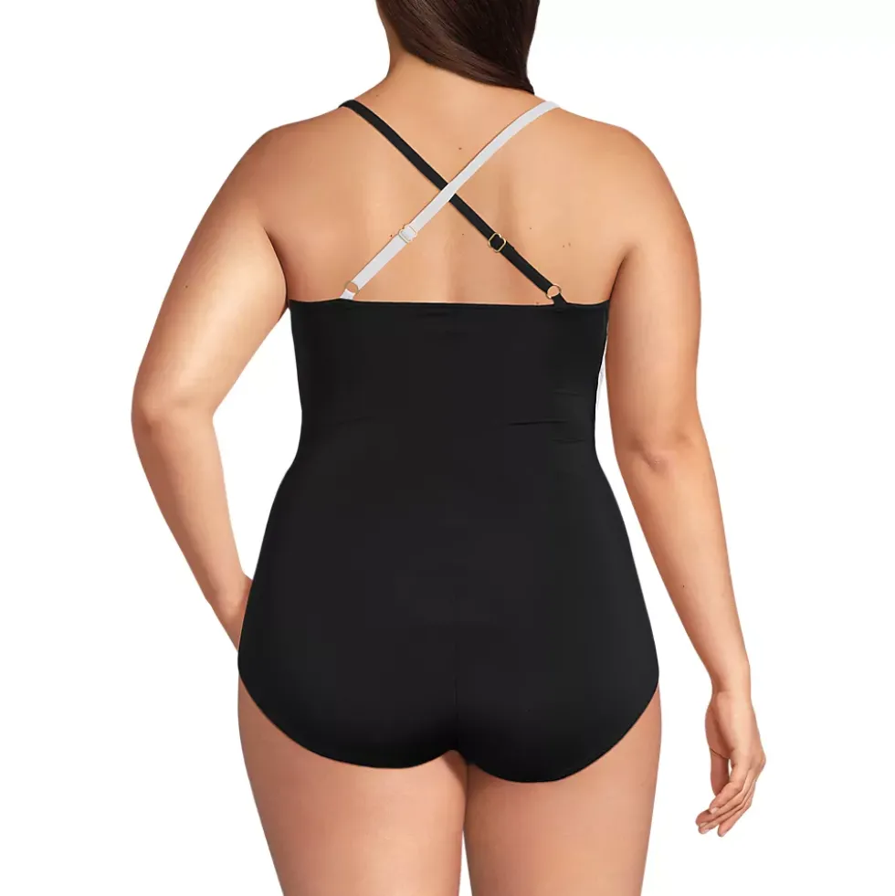 Women's New SlenderSuit Pleated Low Leg One Piece Swimsuit