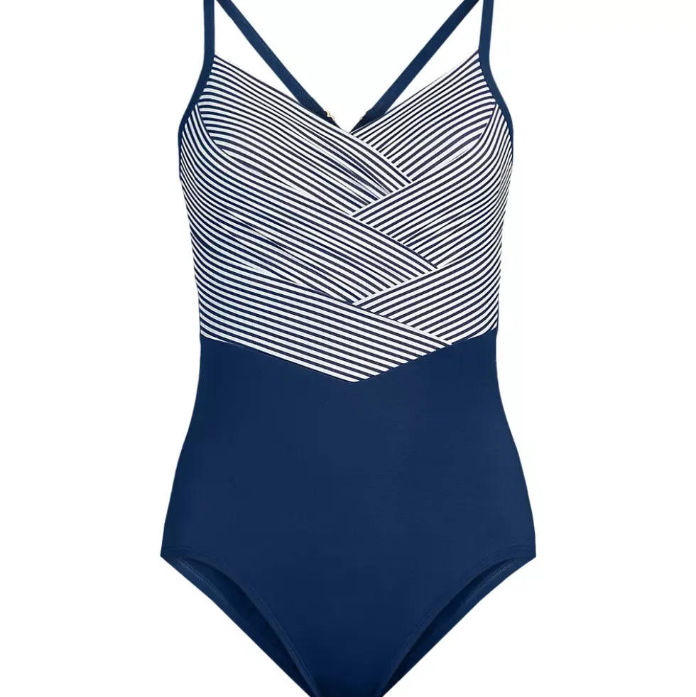Women's New SlenderSuit Pleated Low Leg One Piece Swimsuit