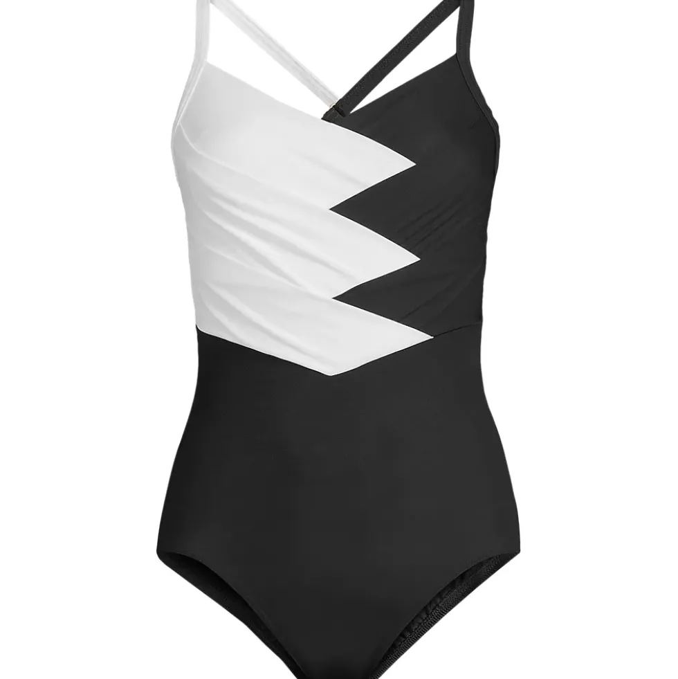 Women's New SlenderSuit Pleated Low Leg One Piece Swimsuit