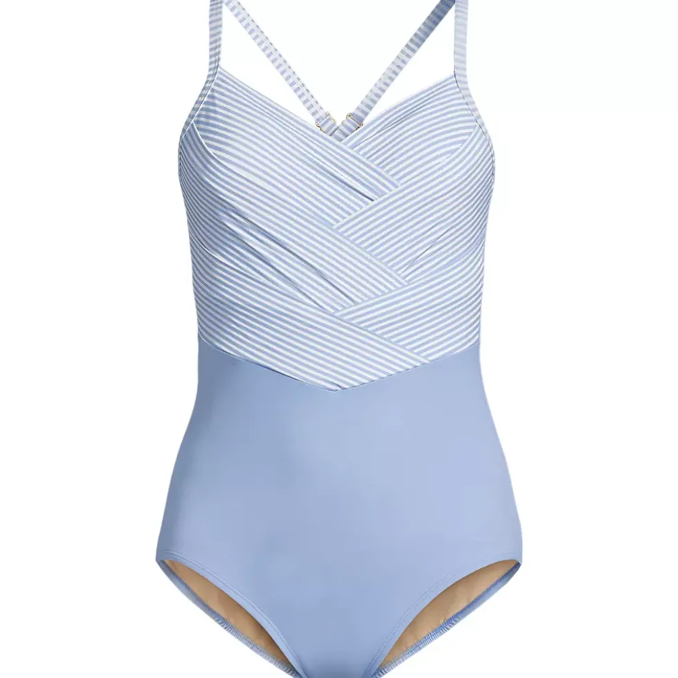 Women's New SlenderSuit Pleated Low Leg One Piece Swimsuit