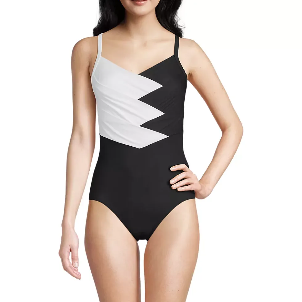 Women's New SlenderSuit Pleated Low Leg One Piece Swimsuit