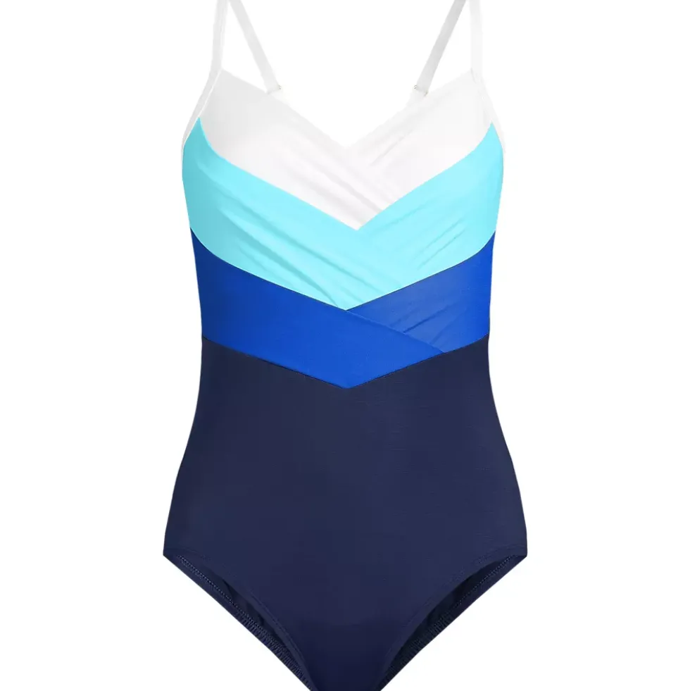Women's New SlenderSuit Pleated Low Leg One Piece Swimsuit