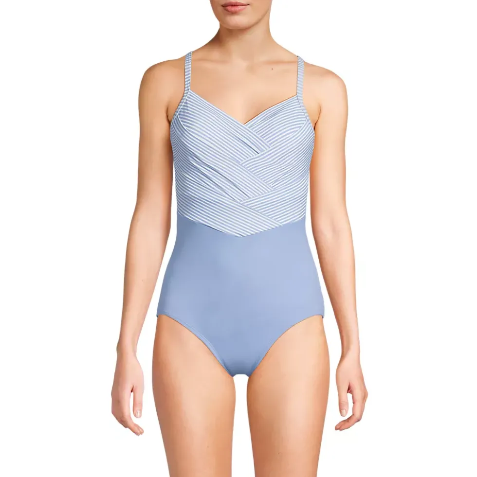 Women's New SlenderSuit Pleated Low Leg One Piece Swimsuit