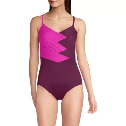 Women's New SlenderSuit Pleated Low Leg One Piece Swimsuit